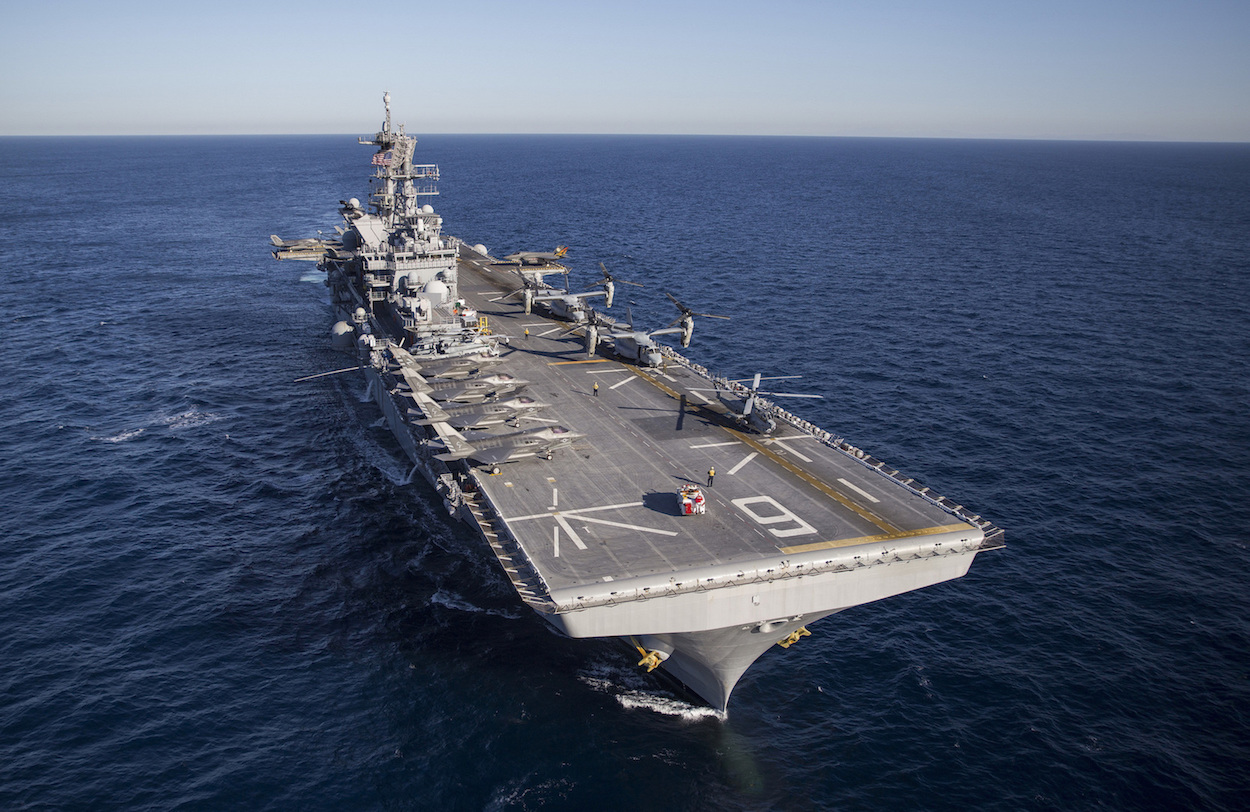 The USS America houses 12 F35-B Lightning II aircraft off the coast of California, November 18, 2016. (U.S. Marine Corps Photo by Lance Cpl. Dana Beesley/Released)