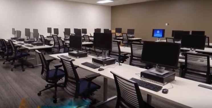 Computer lab in the Probation Department regional training facility.
