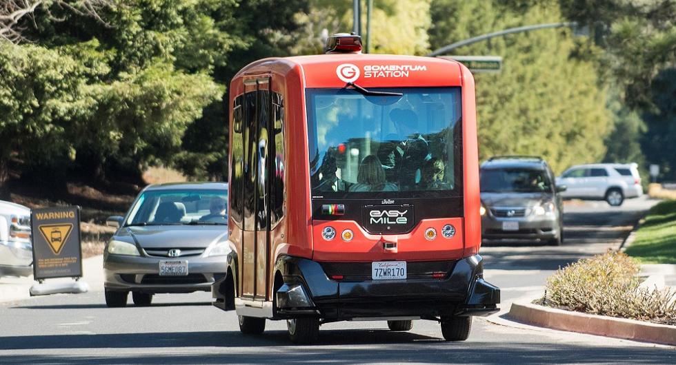 n EasyMile autonomous shuttle bus. (Photo: AUVSI News)