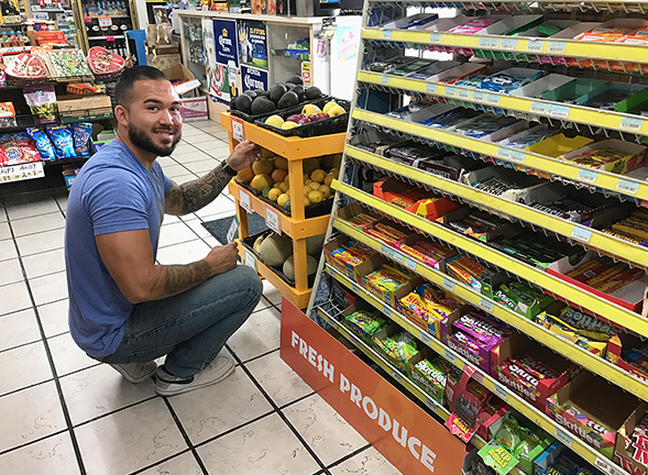 The BrightSide Produce program distributes fresh fruits and vegetables to small food stores and liquor stores in underserved communities. (Credit: San Diego State University)