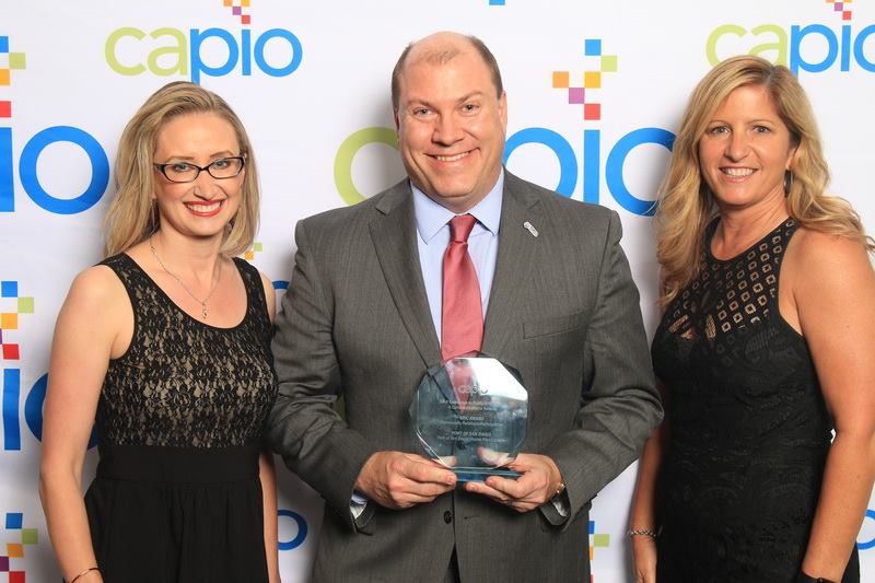 The Port of San Diegos Public Information Officer Tanya Castaneda; Assistant Vice President, External Relations Job Nelson; and Director of Marketing & Communications Jenifer Barsell at the CAPIO Awards.