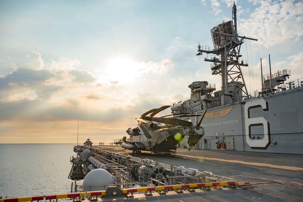 The amphibious assault ship USS Bonhomme Richard transits Manila Bay on March 8 following a scheduled port visit. The ship is to arrive in San Diego Tuesday, its new homeport. (U.S. Navy photo by Mass Communication Specialist 2nd Class William Sykes)