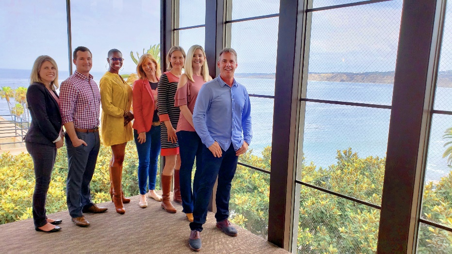 Members of the (W)right On Communications team, from left: Shae Geary, Chance Shay, KeAsha Rogers, Julie Wright, Sandra Wellhausen, Kara DeMent and Grant Wright.