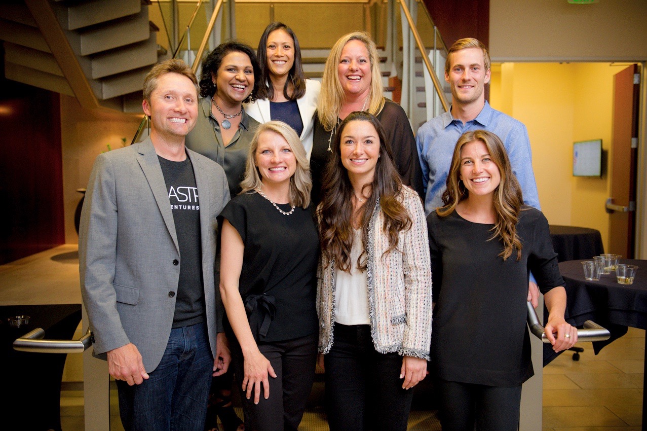 Front row: Eric Gasser, program manager at Ad Astra, Shannon Williams, Jennifer Cosco, Jenna Ryan. Back row: Vidya Dinamani, Allison Long Pettine, Silvia Mah, Spencer Gordon, co-founder of Uqora.