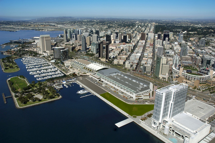 Aerial view of the San Diego Convention Center (Photo courtesy of San Diego Convention Center Corporation)