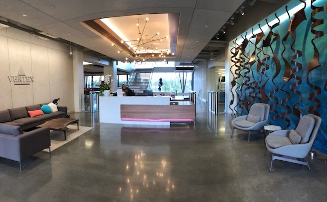 The lobby of Vertex Pharmaceuticals