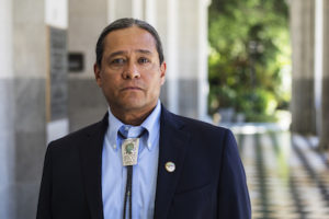 Mark Macarro, chairman of the Pechanga Tribe of Luiseno Indians, calls the academic study of skeletons dug up from Native American gravesites ‘abhorrent.’ (Photo by Robbie Short for CALmatters)