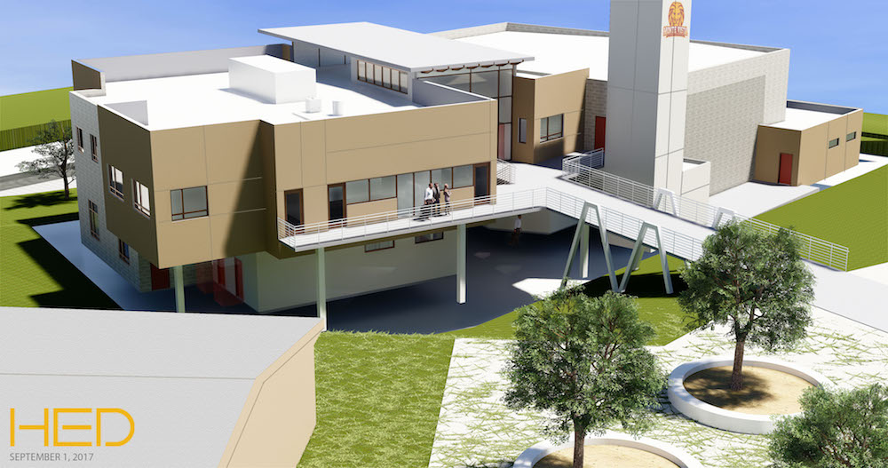 Rendering of Monte Vista High School student support services and multi-purpose facility. Awaiting approval from the Division of the State Architect.