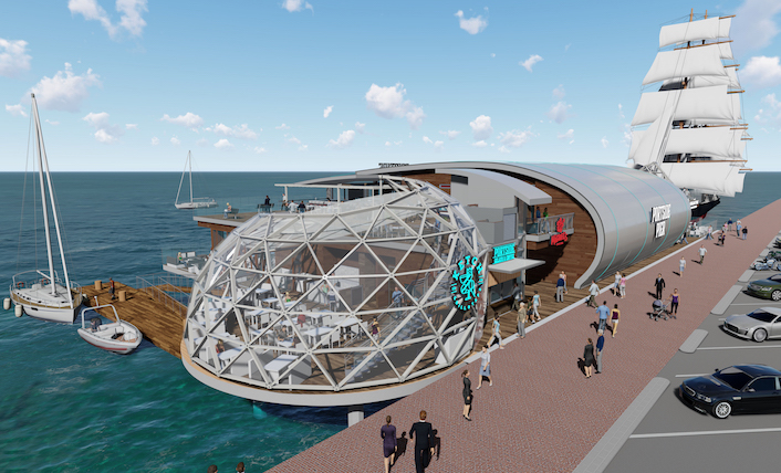 Rendering of the Portside Pier project. (Credit: Tucker Sadler Architects)