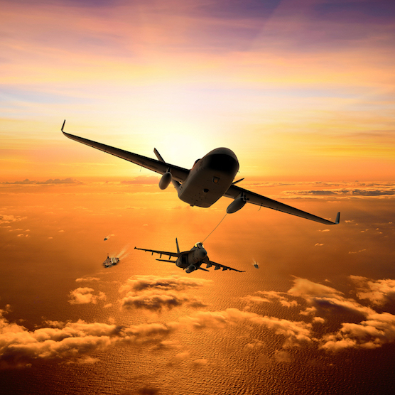 Illustration shows aerial refueling by an MQ-25 drone. (Photo courtesy of General Atomics)