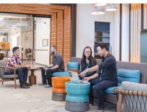 Amazon employees in lounge (Photo by John Cameron)