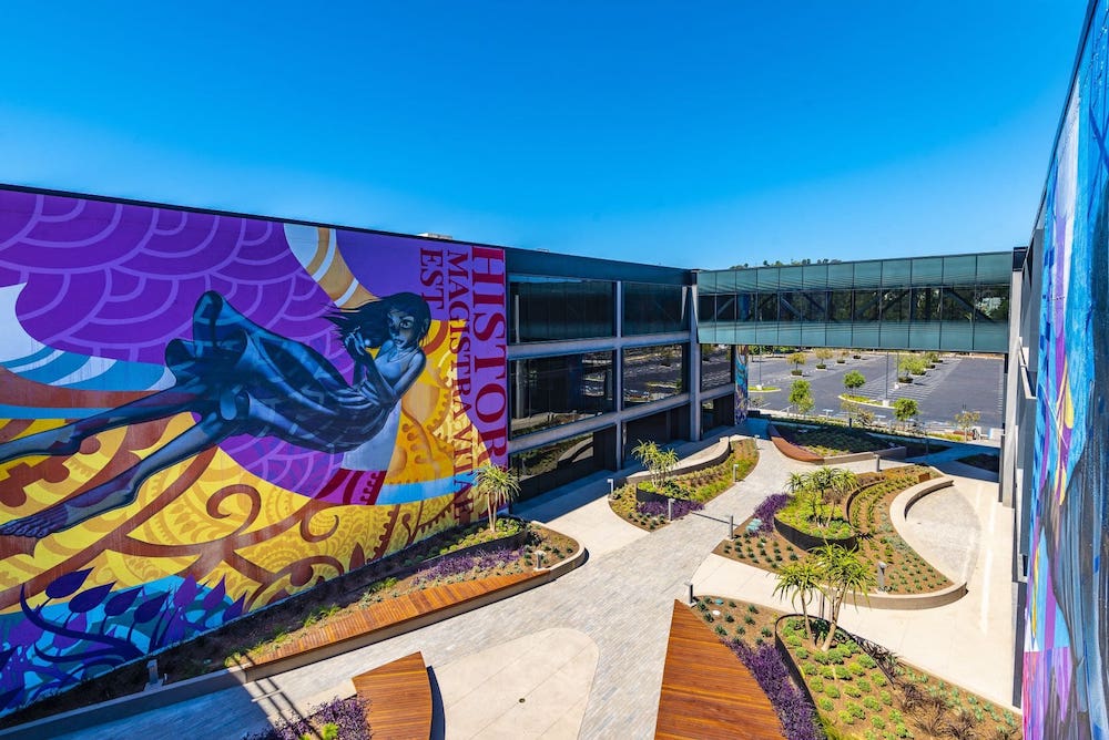 Interior courtyard of C.W. Driver Companies’ Ampersand development. (Javier Laos Photography)