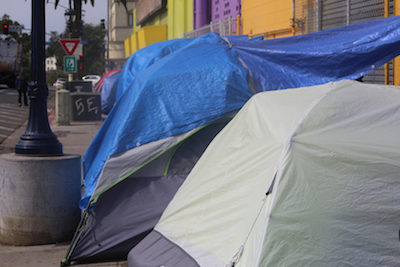Tents shelter the homeless.
