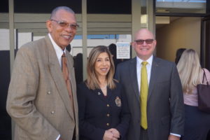 Volunteers of America Southwest CEO Gerald McFadden, left, District Attorney Summer Stephan, and Volunteers of America Southwest Board Chair Charles Hartford attended the opening.