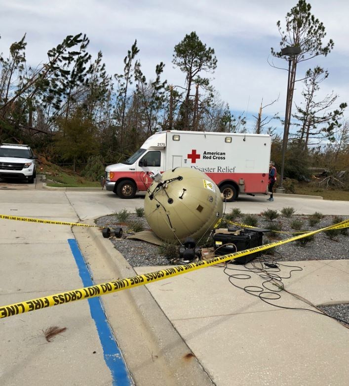 A GATR system set up at the Bay County Fire Department in Youngstown, Fla. provided Internet connectivity for first responders. (Credit: Cubic Corp.)