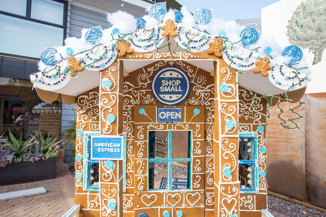 Life-size Shop Small gingerbread shop created by Jennifer Duncan of CAKE to celebrate Small Business Saturday in Mission Hills, San Diego. (Photo: Business Wire)