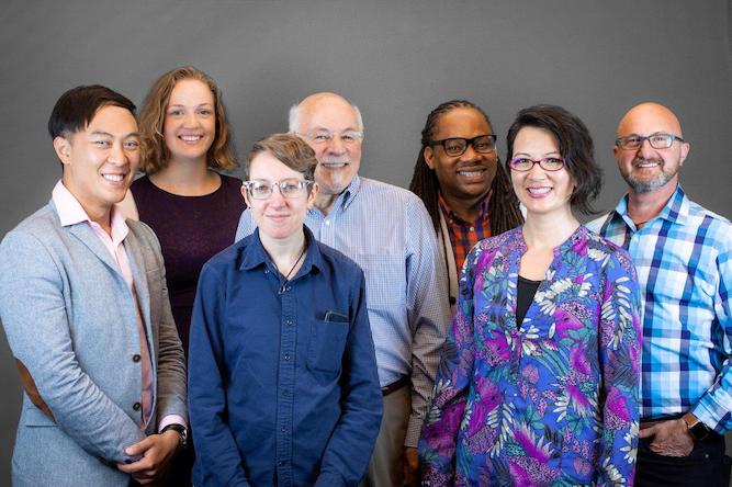 Connell Persico (center) with several winners of his namesake scholarship, from left: Jonathan Chua, Jeannette Bergfeld, Anja Bircher, Antoine Crosby, Mimi Hoang and Shawn Giammatei. (Courtesy Alliant Educational Foundation)