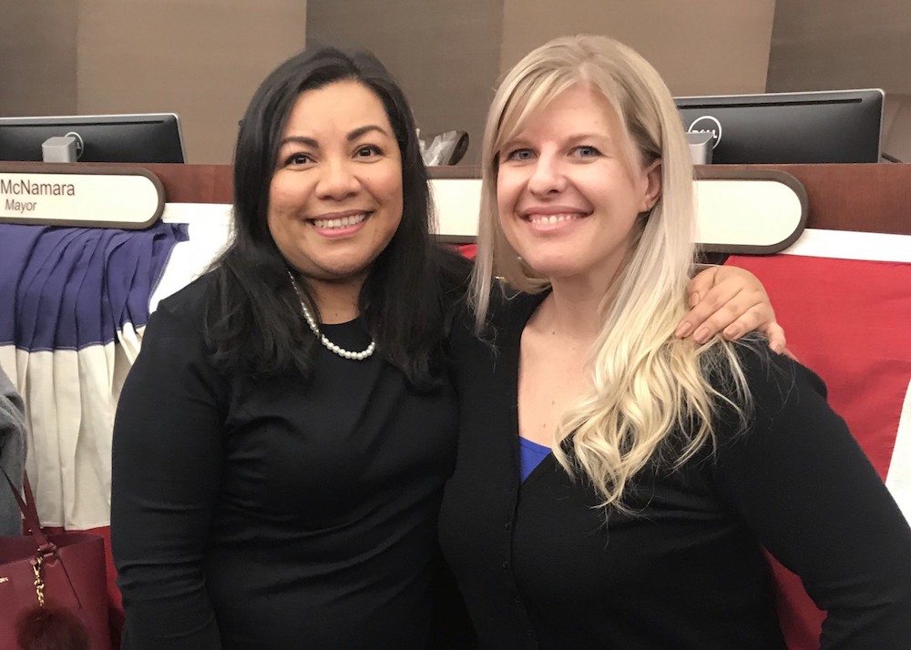 More than 10 years after they met at Cal State San Marcos, Consuelo Martinez (left) won a recent election for Escondido City Council, and Riedel was her campaign manager. (Photo courtesy of Cal State San Marcos)
