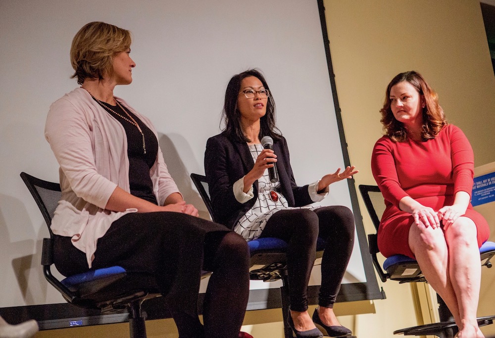 Founders Julie Collens, Debbie Chen and Kate Dilligan took the stage on Dec. 6 as new graduates of Ad Astra, a 12-week research-based accelerator focused on women.