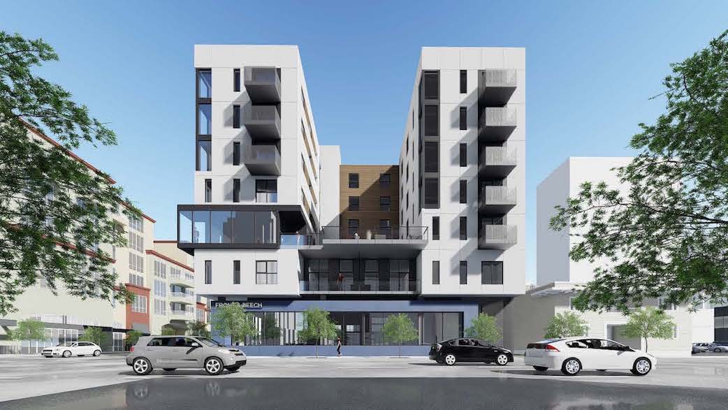 Rendering of the property at Front and Beech Streets in Downtown San Diego.