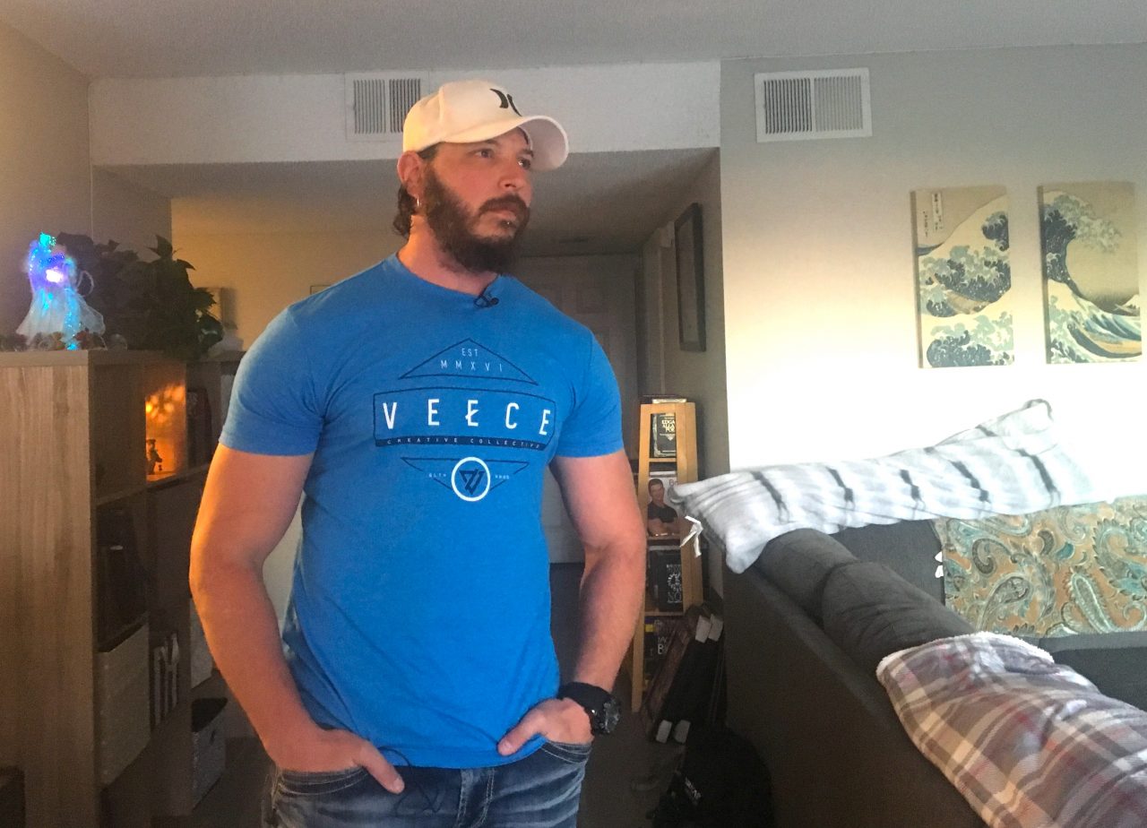 La Mesa resident Chad Regeczi saw his rent increase $300 on his apartment last year, which prompted him to find another place to live. (Photo by Amita Sharma, KPBS)