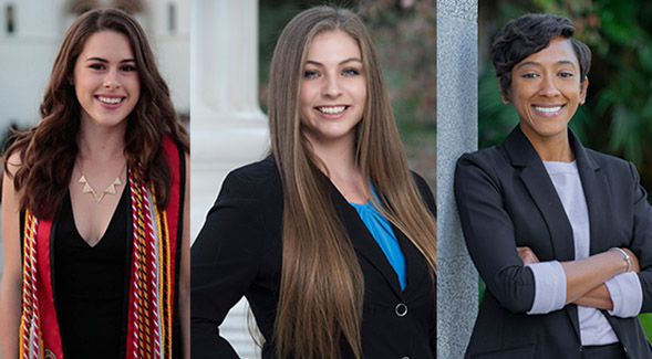 McKinley Thompson-Morley, Erin Huddleston and Nicole Cropper are SDSU’s 2018-2019 Capital Fellows. (Photo: SDSU)