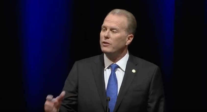 Mayor Kevin Faulconer delivering his last State of the City Address. (Courtesy of city of San Diego)