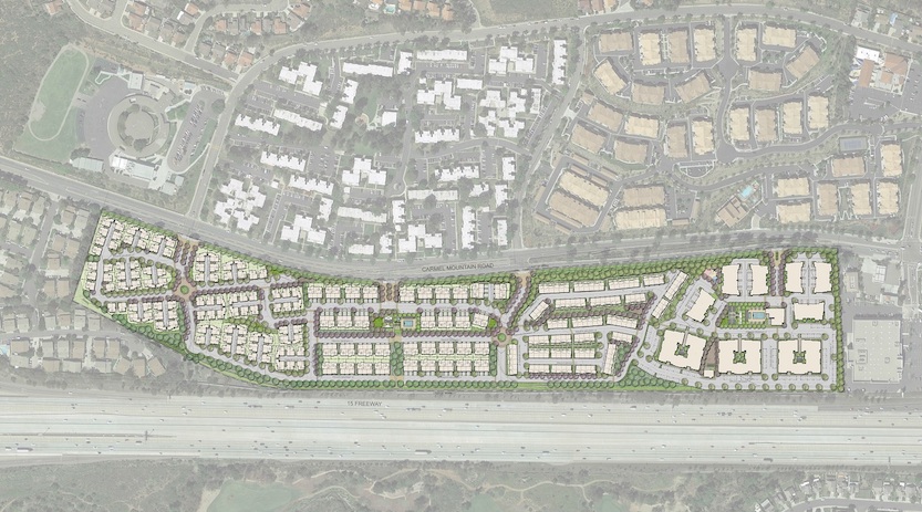 Pacific Village Site Plan. Interstate 15 is at the bottom.