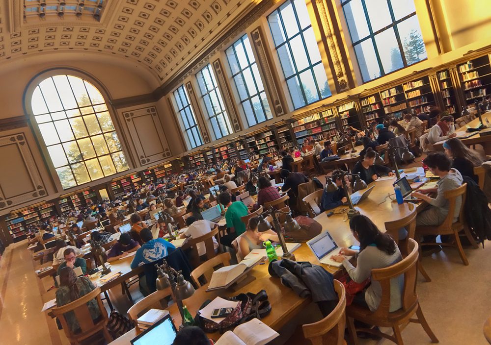 The north reading room of Doe Library at UC Berkeley. State lawmakers have suggested removing the SAT from criteria for admission to the UCs. (Photo by Daniel Parks via Creative Commons)