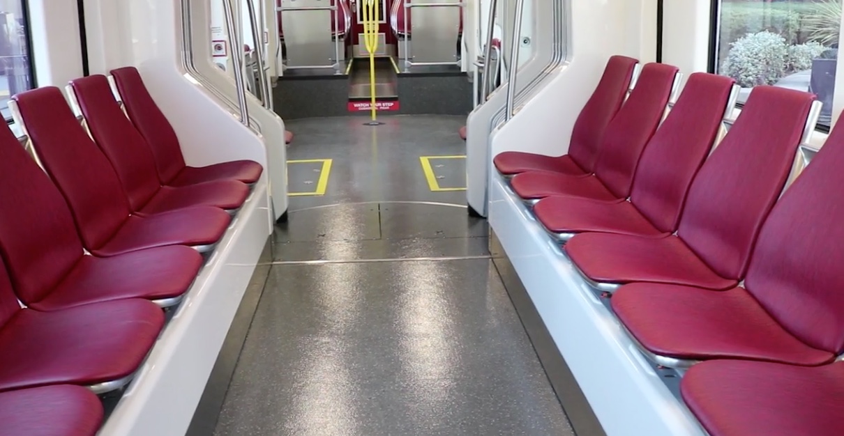 Wide interior of the  Siemens S700 Trolley car.