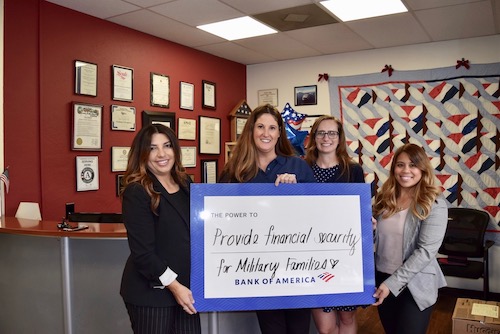 Bank of America’s Mary Noor, far left, and Pamela Gabriel, far right, with Support the Enlisted Project’s Laura White and Tracie Winn, center.