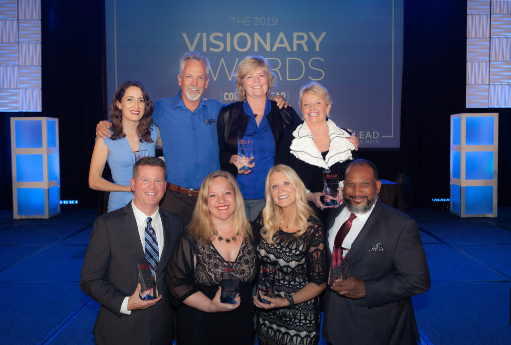 Visionary Award winners: Front row, from left: Paul Hering, Silvia Mah, Felena Hanson, Bishop Cornelius Bowser; back row, from left: Jean Guerrero, Steve and Mia Roseberry, Karen S. Haynes. (Photo by Melissa Jacobs)