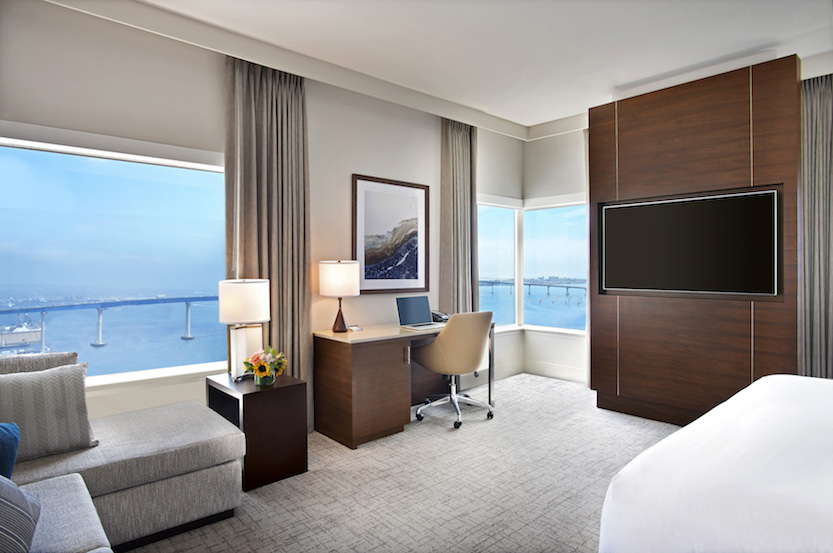 Hilton San Diego Bayfront hotel guest room. (Courtesy San Diego Convention Center Corp.)