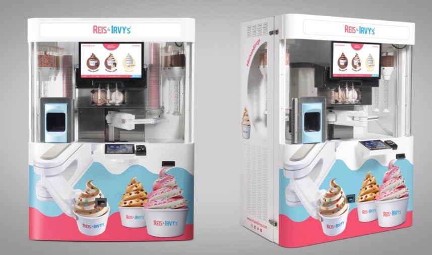 The signature robots can dispense servings of frozen yogurt, ice cream, gelato and sorbet topped with a selection of six toppings in under 60 seconds.