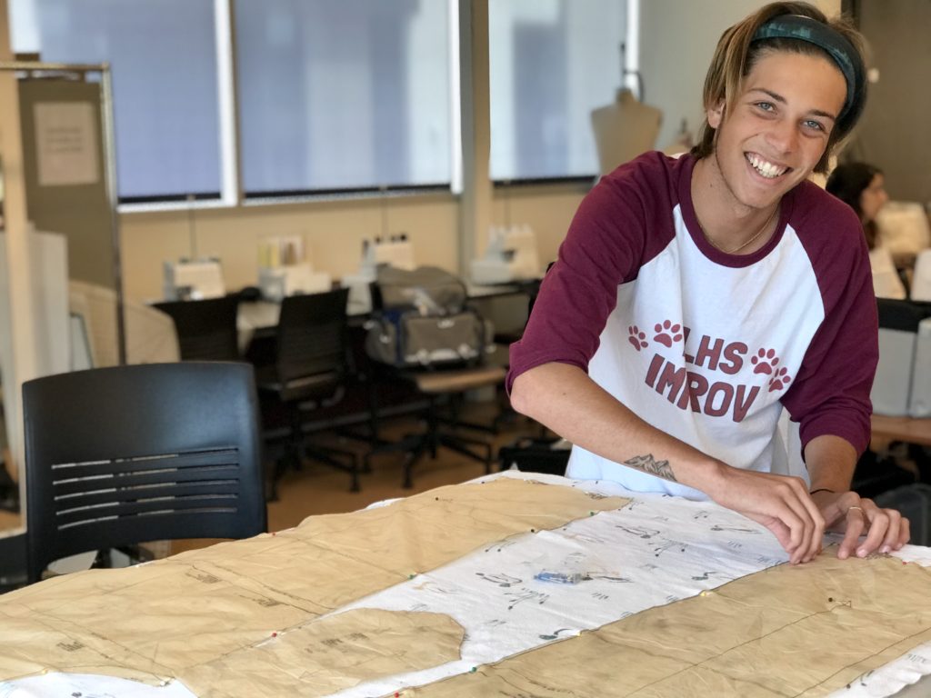 Landen Saunders, 18, Learns how to Sew at San Diego Continuing Education before heading off to CSULB in the fall.