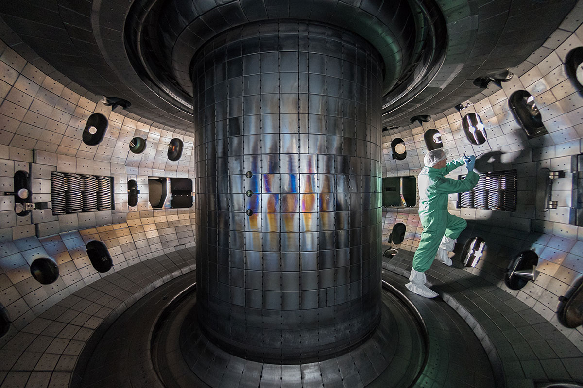The inside of the tokamak at the DIII-D National Fusion Facility in San Diego. (Image courtesy of General Atomics)