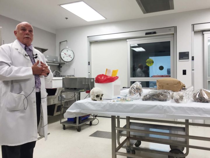 Chief County Medical Examiner Dr. Glenn Wagner in an examining room for death investigations. (Photo courtesy of San Diego County)