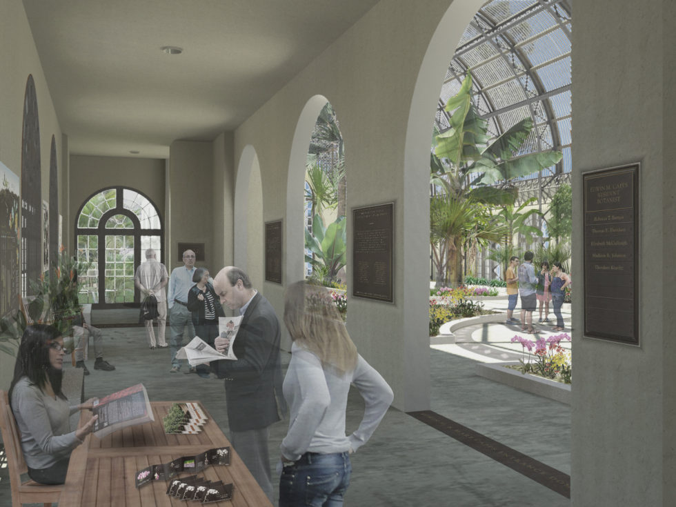 Rendering of the Botanical Building welcome gallery. (Photo courtesy of The Balboa Park Conservancy)