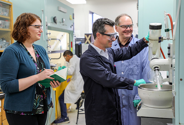 Chemistry professors Regis Komperda, Byron Purse and Mikael Bergdahl will collaborate with Southwestern Community College to foster students interested in chemistry. (Photo: Scott Hargrove for SDSU)