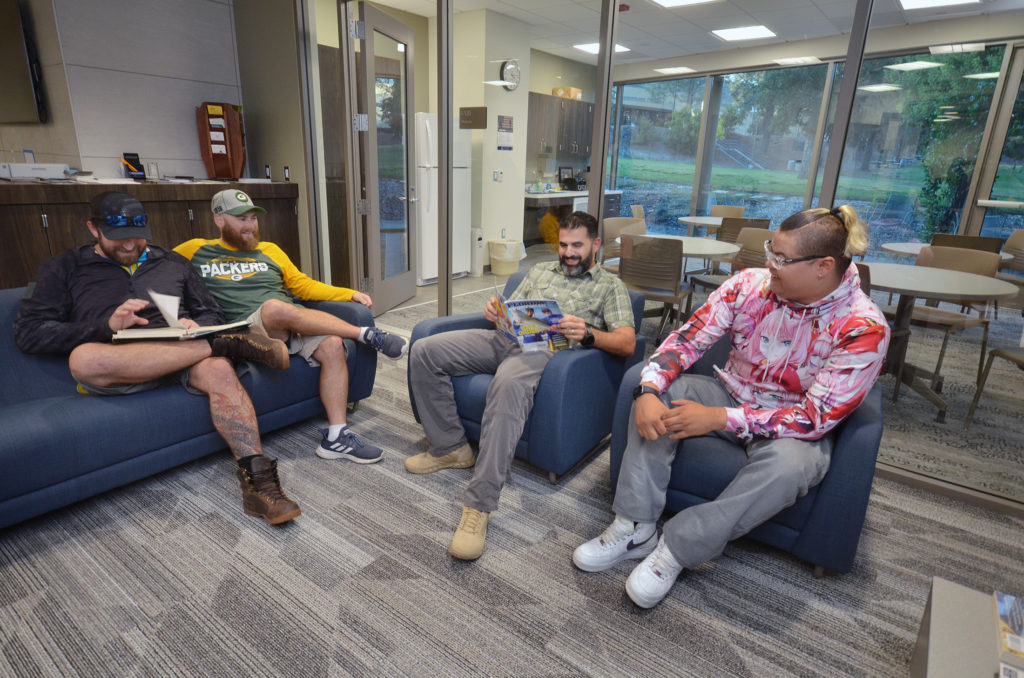 From left, student veterans Torey Nedden, Jeremy Rocco, Aws Majeed and Michael Vizcarra.