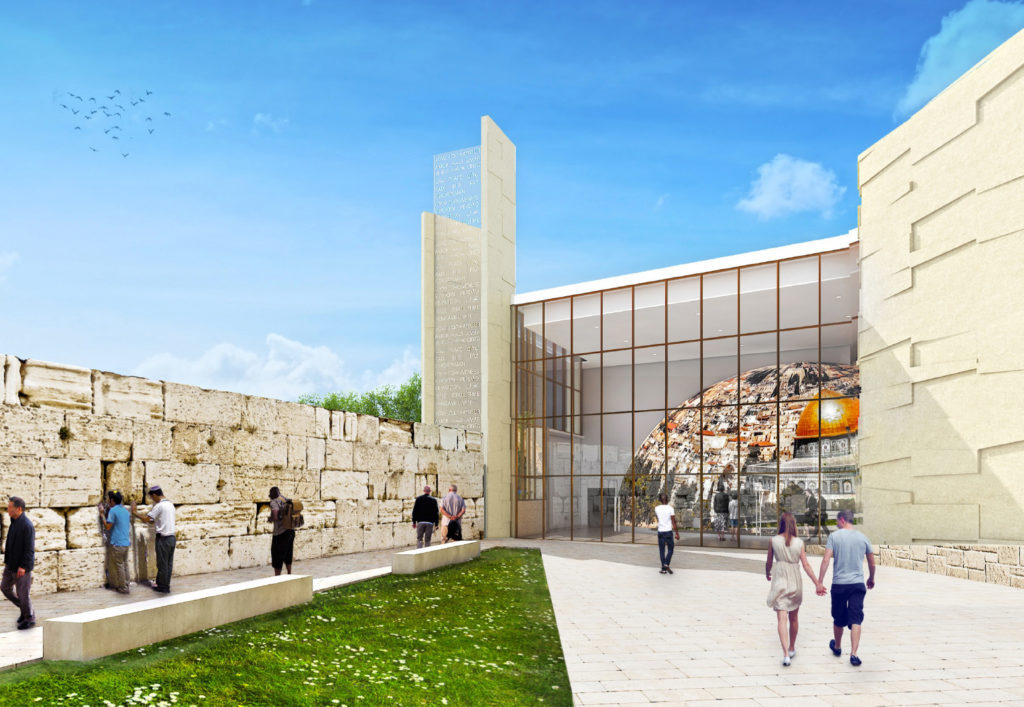 Rendering of the a 110-foot-long Western Wall, made from authentic Jerusalem Gold limestone from Israel that will pay tribute to the famed Wailing Wall in Jerusalem.