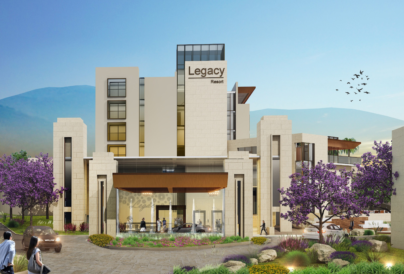 Rendering of Legacy International Center’s hotel exterior.
