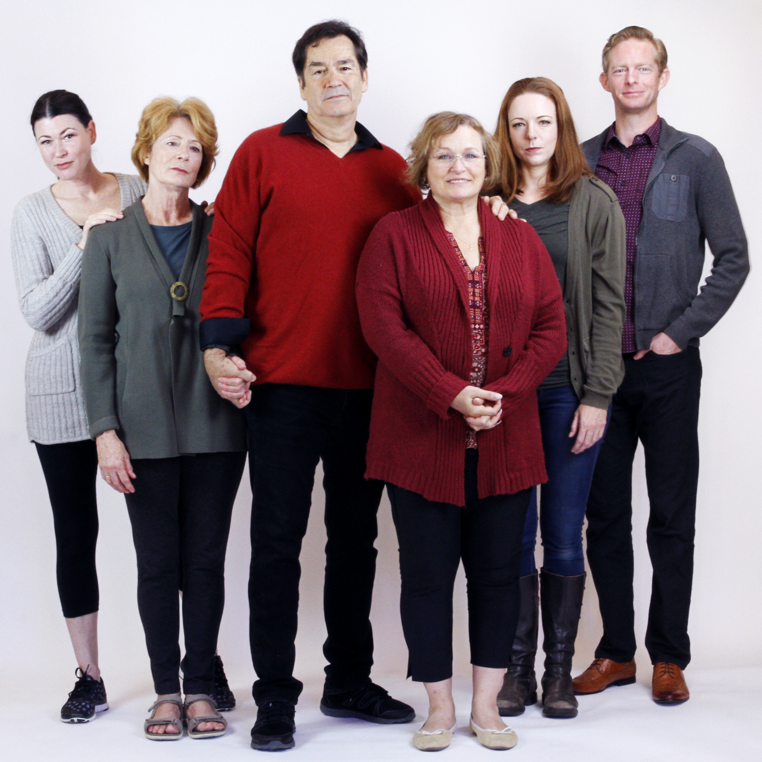 Cast of ‘The Humans’ at San Diego REP, from left: Amanda Sitton, Rosina Reynolds, Jeff Meek, Elizabeth Dennehy, Kate Rose Reynolds, Brian Mackey. (Photo credit: Peggy Ryan)