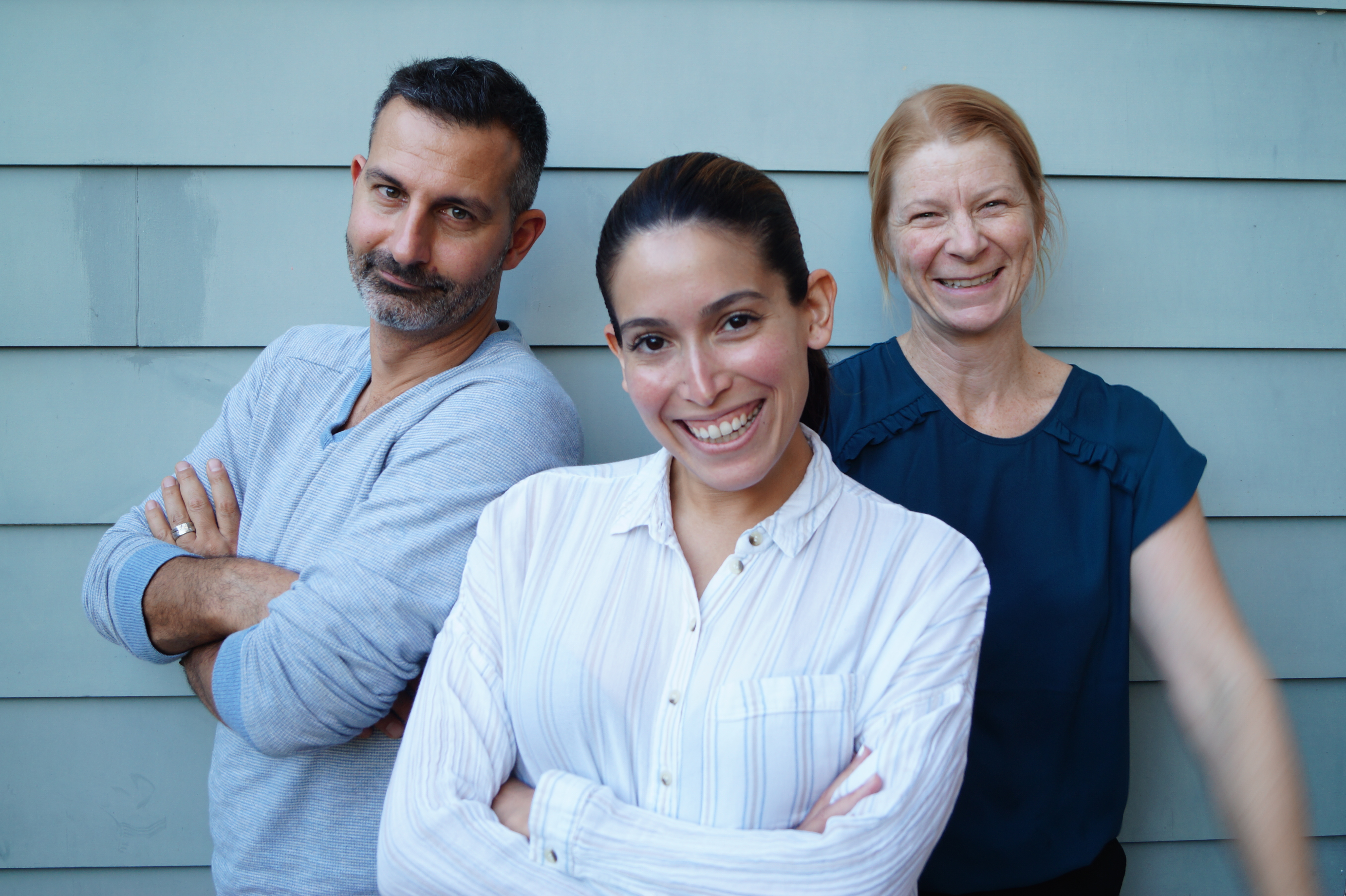 From left, Tracks Public Relations’ Workplace Strategies Director Karim Bouris; Angela Rivera, director of people + creative for Tracks; Jamie Hampton, founder and CEO of Tracks.