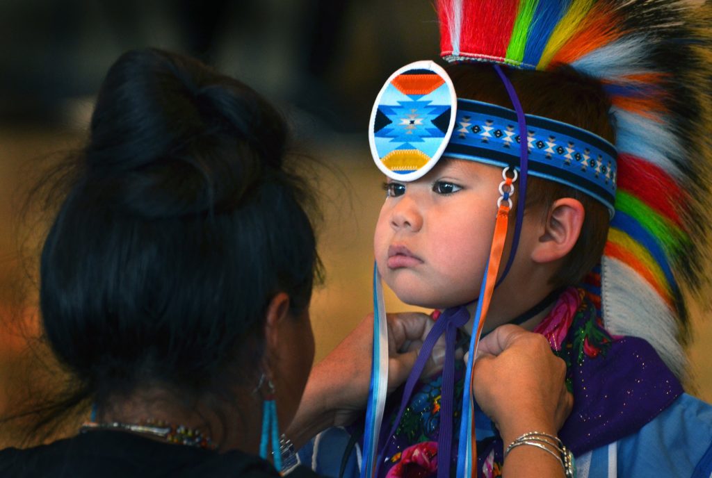 Youngster gets prepped for the Cuyamaca College Powwow last year.