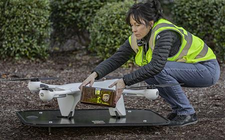 Trained professionals will load and operate the drones, which will follow predetermined, low-risk flight paths and will carry no cameras.