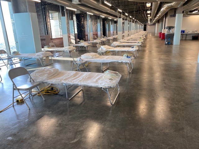 Beds at the Federal Alternate Care Facility at Palomar Medical Center in Escondido.