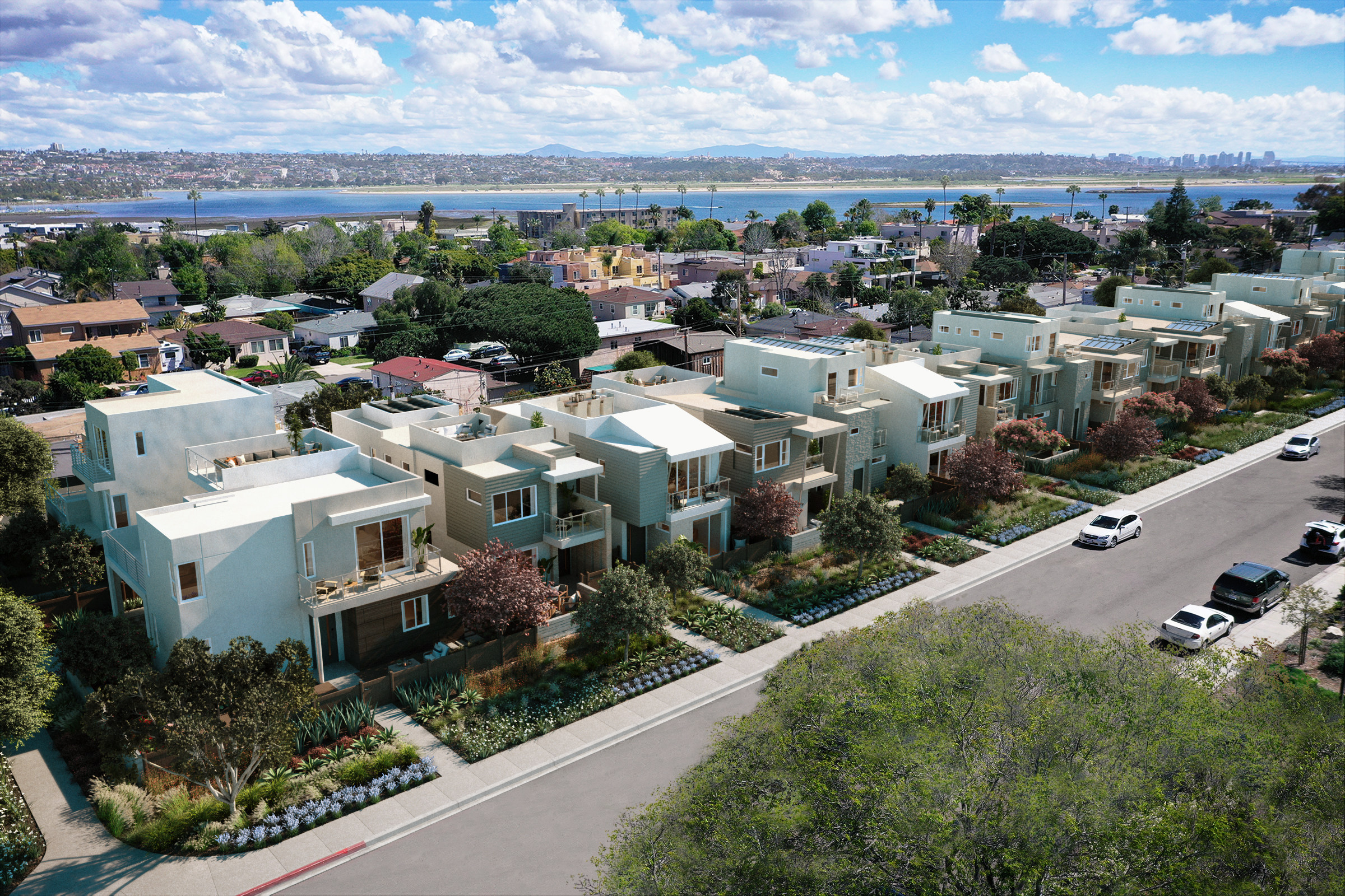 Eko Blok homes along Hornblend Street in Pacific Beach.