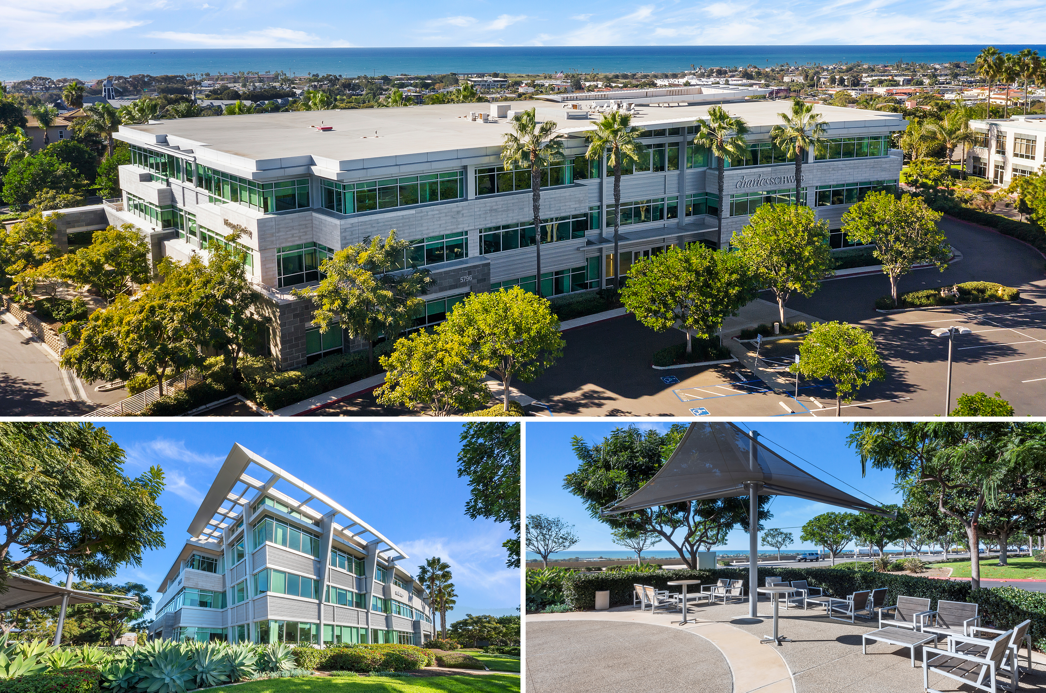 Many views of Ocean Ridge office building in Carlsbad.