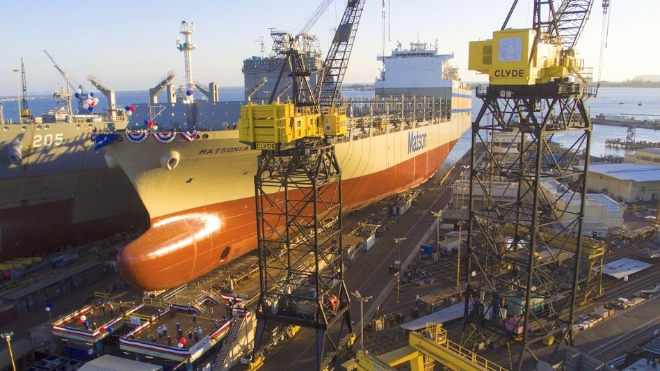 Matson’s newest ship was christened 'Matsonia' and launched into San Diego Bay at the NASSCO shipyard on July 2. It is the fifth ship to carry the iconic name in Matson’s 138-year history. (Photo courtest of NASSCO)